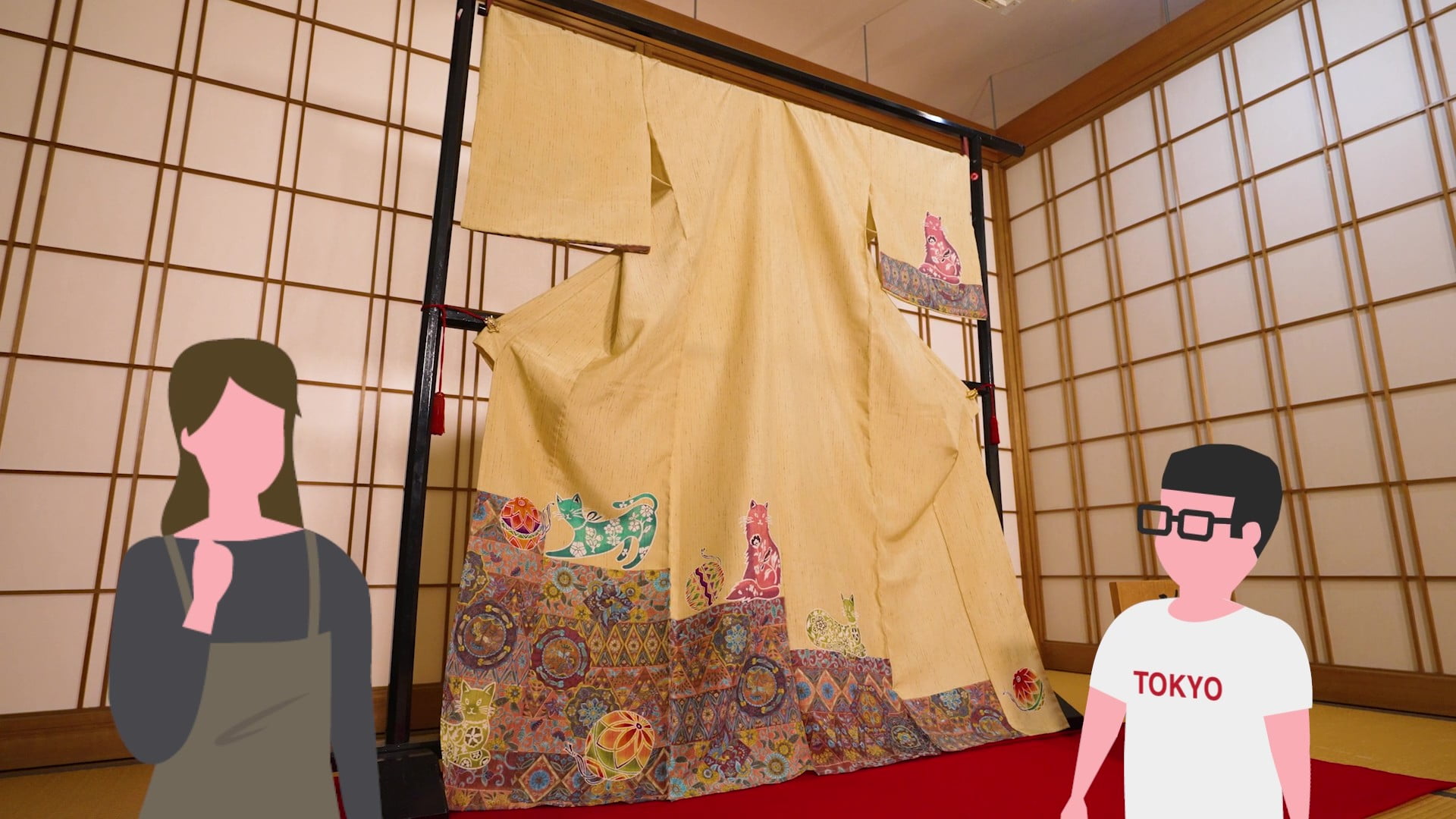 江戸更紗の生地を使った着物の写真