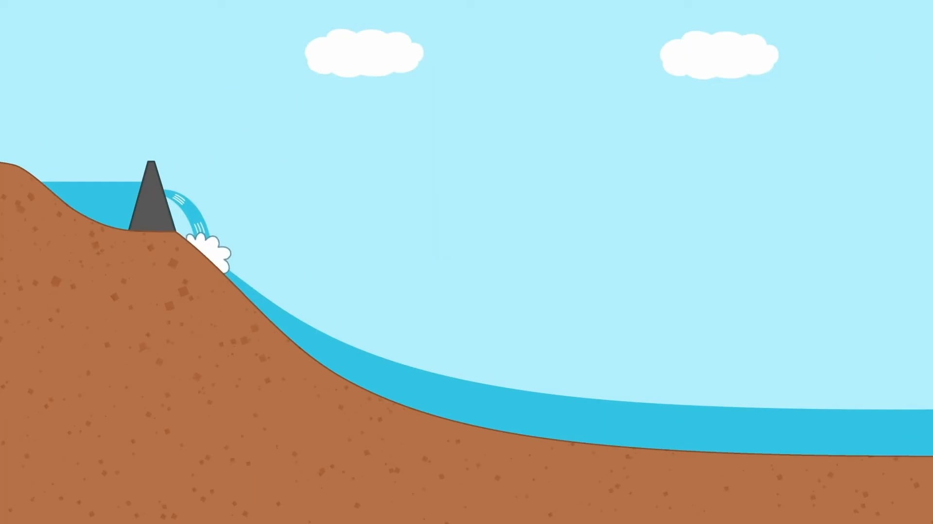 ダムで水を貯めていることを表した川の断面図のイラスト